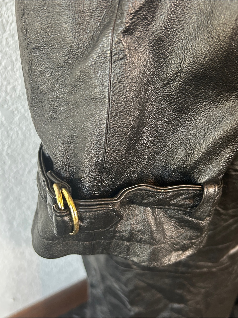 107. Venezia Black Leather Trench Coat for Women - Picture 9 of 14